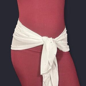 Fairy White Beaded Scarf Belt by Ekouaer!